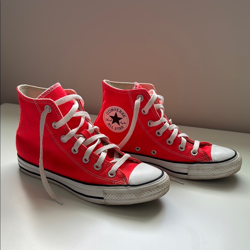 Converse All Star Bright Orange Canvas High-Tops Size W7 M5